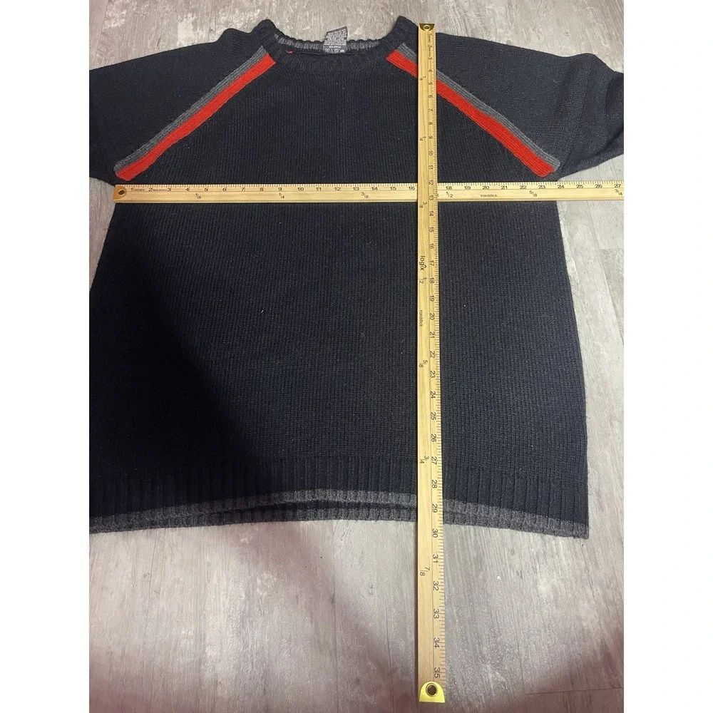 Y2K Vintage Ferruche Sweater Ribbed Raver Cyber Mall Black Men's XXL D0102‎